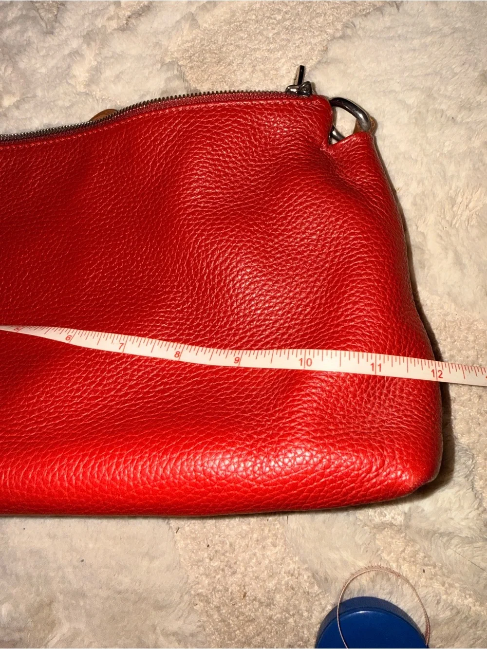 Valentina Red Pebbled Leather Zip Clutch